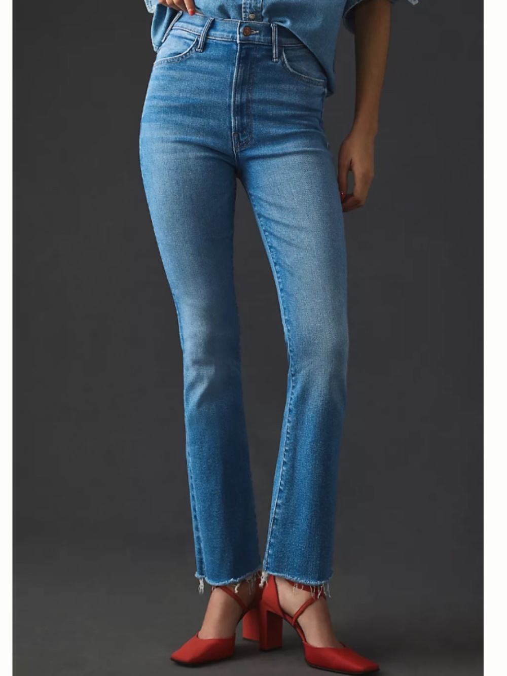 MOTHER The Hustler High-Rise Ankle Fray Jeans in Layover - Picture 3 of 12